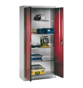 Stahlschrank 08920-00 S10110 lichtgrau, rubinrot 93,0 x 40,0 x 195,0 cm, aufgebaut